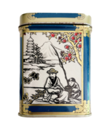 1970s Tea Tin China Pagoda Fisherman Butterflies Vintage Collectible C96 - $19.99