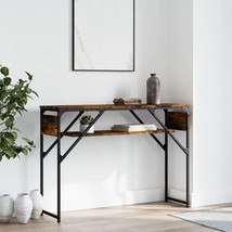 Industrial Rustic Smoked Oak Wooden Narrow Hallway Console Table With Shelf Wood - £44.15 GBP