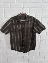 REI Mens Short Sleeve Pearl Snap Button Up Plaid Large  - $14.69