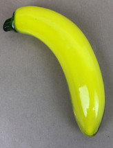 Vintage Glass Yellow Banana Murano Style Glass Fruit Paperweight Decor 7.5 Inch - $19.99