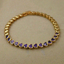 10.1CT Simulated Amethyst Women&#39;s Tennis Bracelet  Gold Plated 925 Silver    - £141.58 GBP