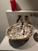 Wild Agate Stone Sink, Handmade Kitchen Sink , Agate Round Sink Home Decors Tops - £403.04 GBP+