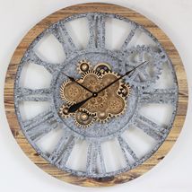Wall clock 36 inches with real moving gears Wood and Stone - £254.15 GBP