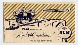 KLM Royal Constellation Bon Voyage 1950&#39;s Ticket Envelope Royal Dutch Ai... - £37.38 GBP