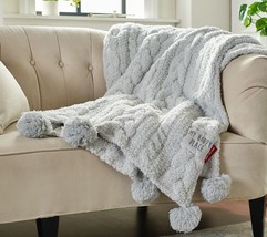 Peace Love World 60&quot; x 70&quot; Mega Luxe Cable Knit Throw in Silver - £155.54 GBP