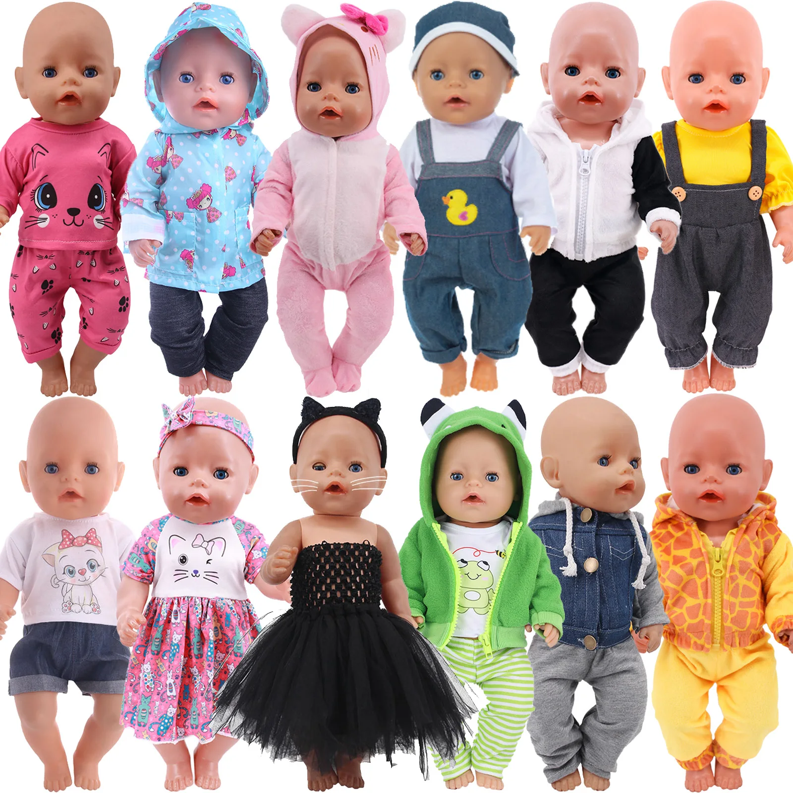 Doll Baby Clothes Kittys Kitten Cat Cartoon Dress Shoes Fit 18 Inch - £6.68 GBP+