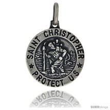 Sterling Silver St. Christopher Medal Antiqued Finish 11/16 in. (18mm)  - £20.39 GBP