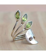 Green Peridot Ring Women Sterling Silver Statement Ring Handmade Jewelry... - $95.80 CAD