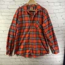 True Craft Flannel Shirt Mens Sz XL Orange Button Down Long Sleeve - $19.79