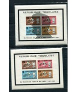 Togo 1964  2 Imperf Souvenir Sheets Overprint in memory of J.F.Kennedy M... - $18.81