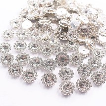 100Pcs Flower Claw Sew On Rhinestones Silver Base Crystals Strass Trim Sew Rhine - £14.38 GBP