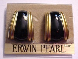 Erwin Pearl Statement Clip Earrings Enamel Gold Tone Signed NOC $39 - $35.25