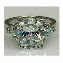 3.55Ct Cushion Cut Diamond Simulated Engagement 3 Stone Ring 14K White Gold - £207.57 GBP