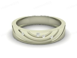 Diamond Round Stone 925 Sterling Silver Handmade Women Band Ring Jewelry - £41.12 GBP