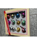 Bradford Novelty Hand Decorated Ornaments 11 Glass Set Glitter Vintage C... - $30.06