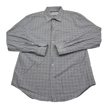 Perry Ellis Shirt Mens L White Plaid Button Up Long Sleeve Collared Top - £15.47 GBP