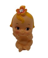 Vintage Rubber Squeaker Kewpie Doll Figurine With Flower Hair Design - $450.18 MXN