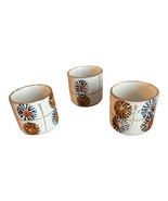 Set of 3 Otagiri? Stoneware Speckle Glaze Tea Saki Cups Flower Design - £11.68 GBP