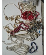 Vintage Lot of Mixed Beaded Necklaces  Faux Pears Kirks Folly Headband - £9.40 GBP