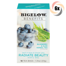6x Boxes Bigelow Beauty Blueberry & Aloe Herbal Tea | 18 Tea Bags Each | 1.31oz - £24.19 GBP