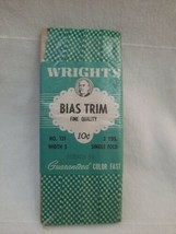 VTG Wright&#39;s 3 Yards Emerald &amp; White Gingham 1/2&quot; Wide Single Fold Bias ... - £6.92 GBP