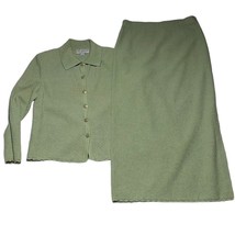 St John Collection Marie Gray Womens Skirt Suit Size 10 Green Knit - £281.96 GBP