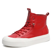 New Autumn Women Ankle Boots Thick Bottom Real Leather High Top Sneakers Shoes W - £79.57 GBP