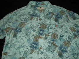 Island Shore Men&#39;s Hawaiian Shirt Diagrams Maps 1783 Compass Size XL Extra Large - £43.79 GBP