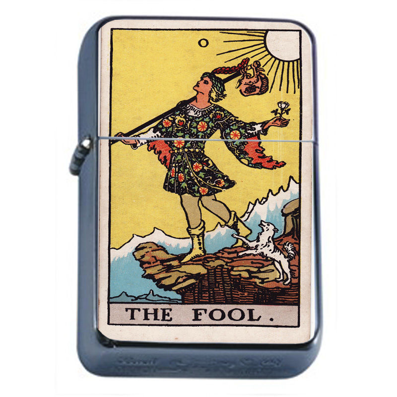 Tarot Card D1 Flip Top Oil Lighter Wind Resistant Flame 0 The Fool