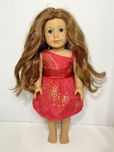 American Girl Saige 18” doll retired 2013 GOTY auburn hair sparkle dress FLAWS - £47.32 GBP