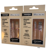 2 pk PowerXcel Rapid Charge Braided USB Charge &amp; Sync Cable, Rose Gold, ... - $24.63