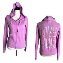 Victoria&#39;s Secret LOVE PINK Sweatshirt Hoodie Purple Logo Pockets Women ... - £14.00 GBP