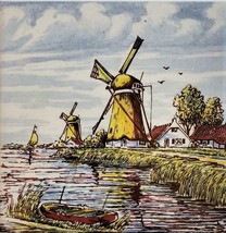 Vintage Dutch Wall Tile Canal Boats Windmills FREE SHIPPING - $22.50