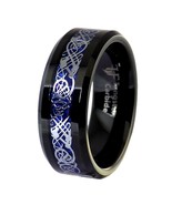 Black Tungsten Blue Carbon Fiber Celtic Dragon Ring Size 6-17 Mens Women... - £16.01 GBP