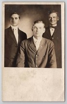 RPPC Three Handsome Young Men Portrait Real Photo Postcard G30 - £7.15 GBP