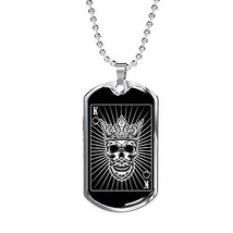 Express Your Love Gifts Casino Poker King of Spades Skull Dog Tag Engraved 18k G - £54.45 GBP