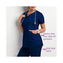 Blue Medical Scrubs Set   Women Men Extra pockets Shirt &amp; Pants Set Premium Qual - £23.71 GBP