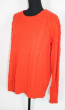 OLD NAVY SWEATER WOMAN ORANGE SIZE LARGE CABLE KNIT CREW NECK RELAX FIT L/S - £14.51 GBP