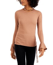 MSRP $29 Just Polly Juniors&#39; Bell-Sleeve Top Beige Size Medium - $14.85