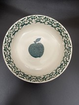 Vintage Folkcraft Tienshan Green Apple Sponged Stoneware  6.5&quot; Bowl - $3.90