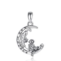925 Sterling Silver Astronaut And Cat Moon Dropshipping Pendant Fine Fashion Jew - £29.29 GBP
