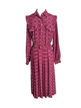 Vintage Leslie Fay Womens Secretary Dress Size 10 Pink Pleated Long Sleeve - £30.26 GBP