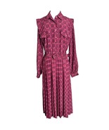 Vintage Leslie Fay Womens Secretary Dress Size 10 Pink Pleated Long Sleeve - $39.60