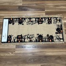 Storehouse Halloween Haunted House Spooky Primitive Jute Table Runner 16x72 NWT - £26.98 GBP