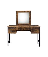Juvanth Vanity Desk &amp; Mirror, Rustic Oak &amp; Black Finish - $5,740.35 MXN