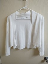 CALVIN KLEIN WHITE BOLERA SWEATER SZ LG COTTON #9252 - £11.20 GBP