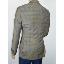 Men's Mono Turkey Sport Coat 100% Super 180s Wool 1480-02 Tan Blue Plaid image 8