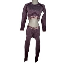 GYMSHARK- Flex Long Sleeve Crop Top Leggings Set Dark Ruby Purple Women ... - $549.69 MXN