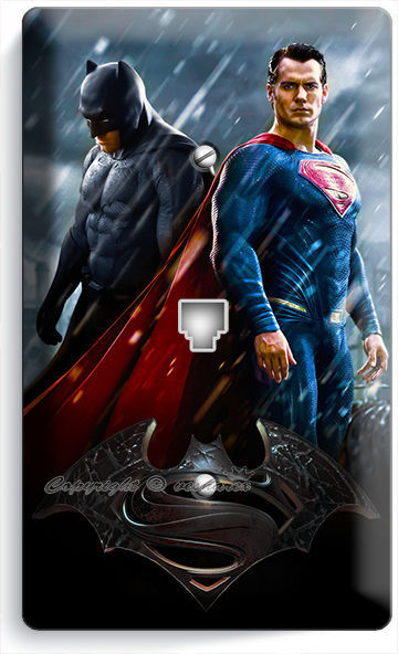 BATMAN V SUPERMAN SUPERHEROS PHONE JACK TELEPHONE WALL PLATE COVER BOYS BEDROOM