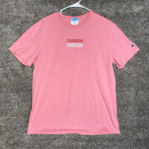 Champion T-Shirt Mens Medium Pink Retro Embroidered Spell Out - £5.06 GBP